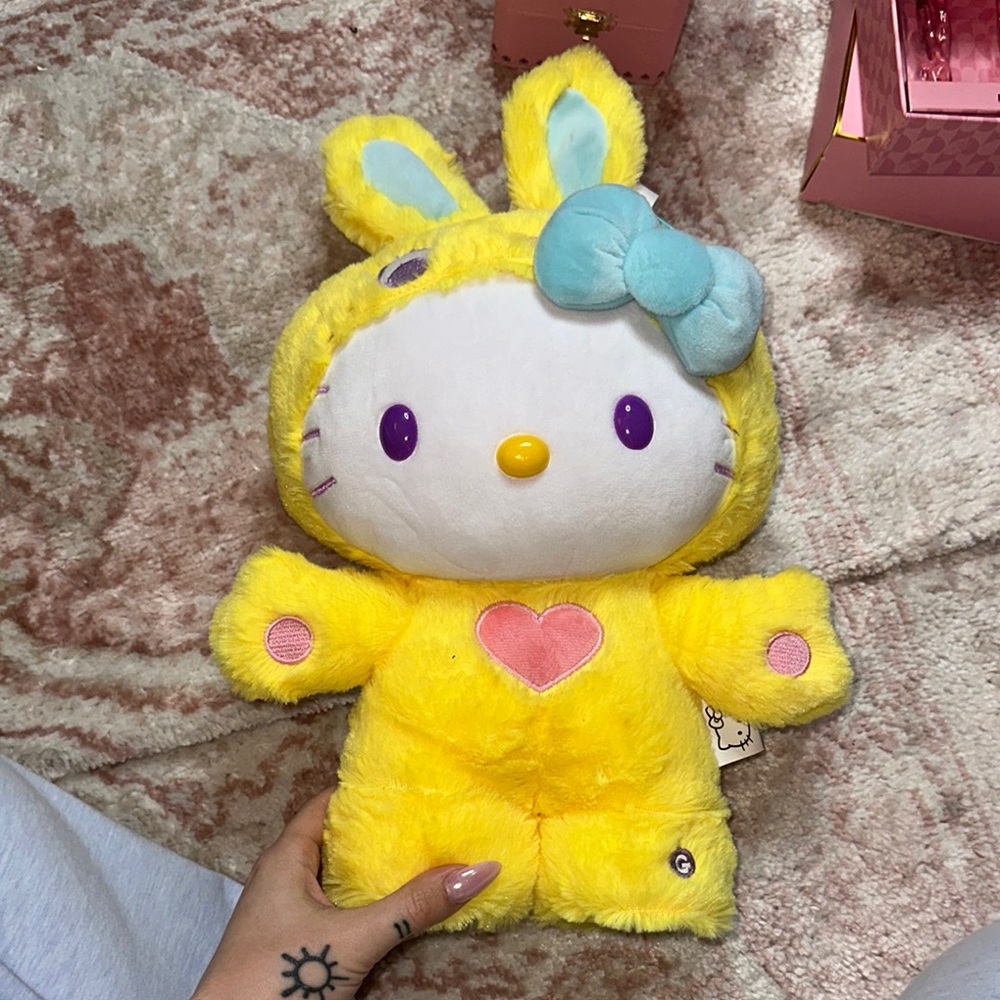 Hello Kitty Yellow Plush Toy with Blue Bow